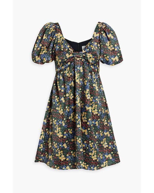 HVN Green Quinn Floral-print Tm Mini Dress