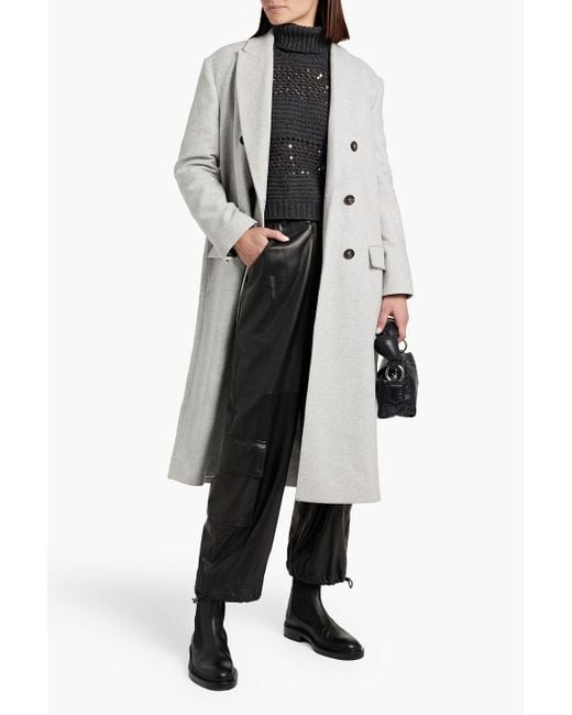Brunello Cucinelli White Double-breasted Wool And Cashmere-blend Felt Coat