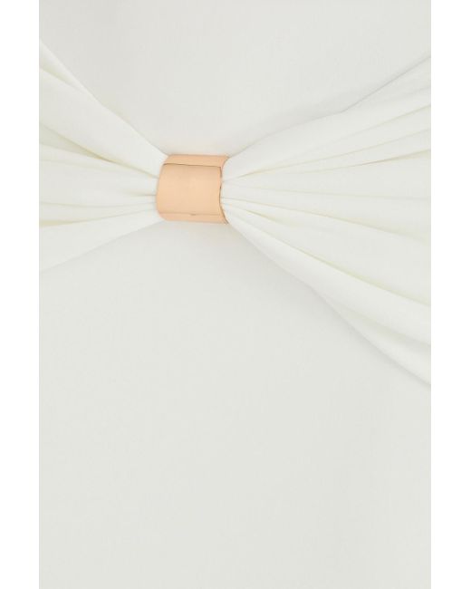 Hervé Léger White Valentina Embellished Draped Stretch-jersey Midi Skirt