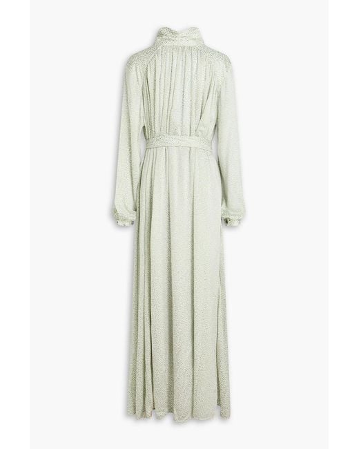 Forte_forte White Belted Devoré-Velvet Maxi Shirt Dress
