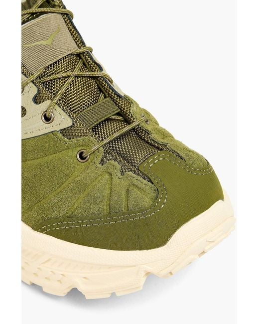 Hoka One One Green Evo Og Canvas And Suede Sneakers