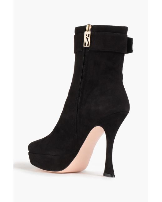 Roger Vivier Black Buckle-embellished Suede Platform Ankle Boots