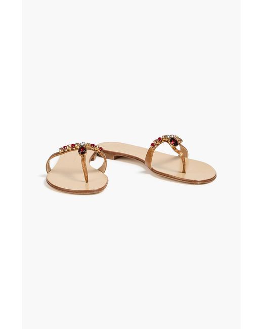 Giuseppe Zanotti White Rock 10 Crystal-Embellished Leather Sandals