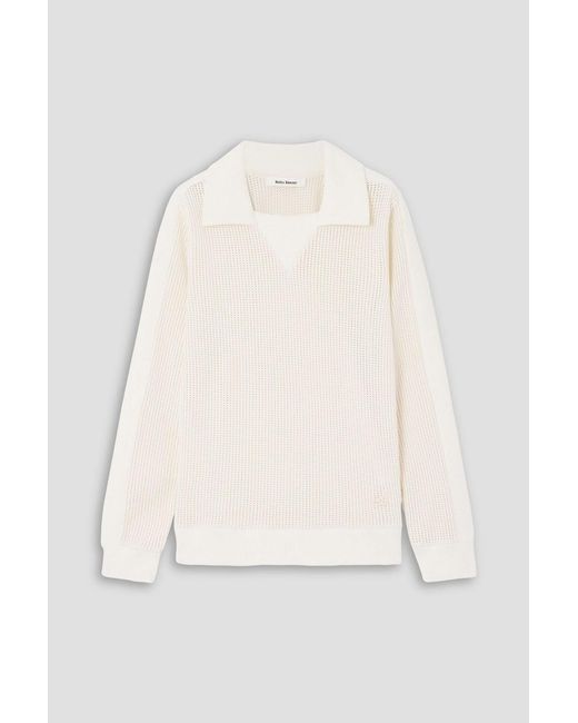 Wales Bonner Natural Song Open-Knit Cotton Polo Sweater