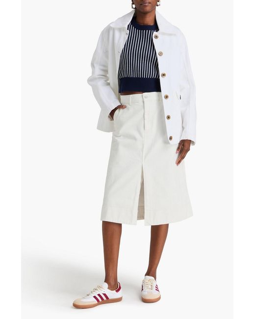 Officine Generale White Denim Midi Skirt