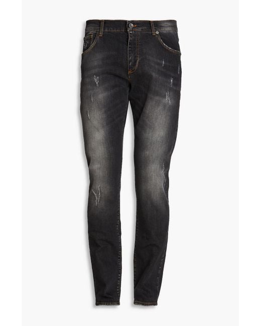 Dolce & Gabbana Black Slim-fit Distressed Denim Jeans for men