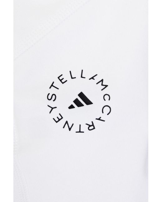 Adidas By Stella McCartney White Tanktop aus stretch-jersey mit logoprint und cut-outs
