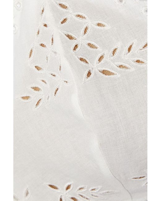 Miguelina White Jules Broderie Anglaise Cotton-voile Bra Top