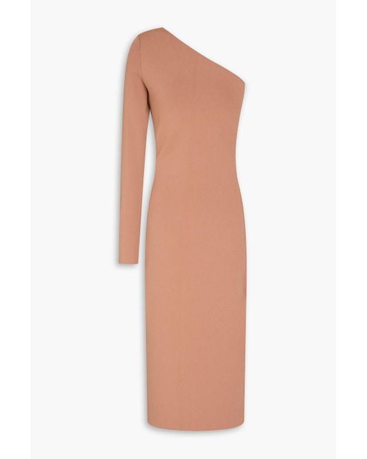 Victoria Beckham White Midikleid aus stretch-strick mit asymmetrischer schulterpartie