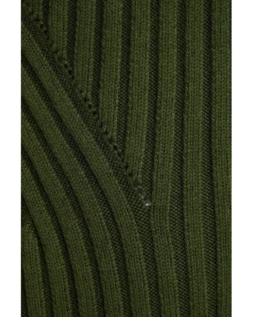 Jonathan Simkhai Green Layered Cable And Crochet-Knit Cotton-Blend Mini Dress