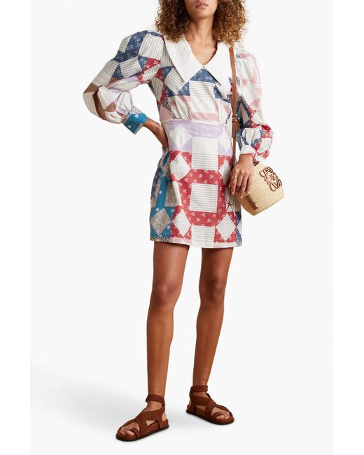 Sea Nohr Rickracktrimmed Patchwork Cotton Mini Dress in Red Lyst