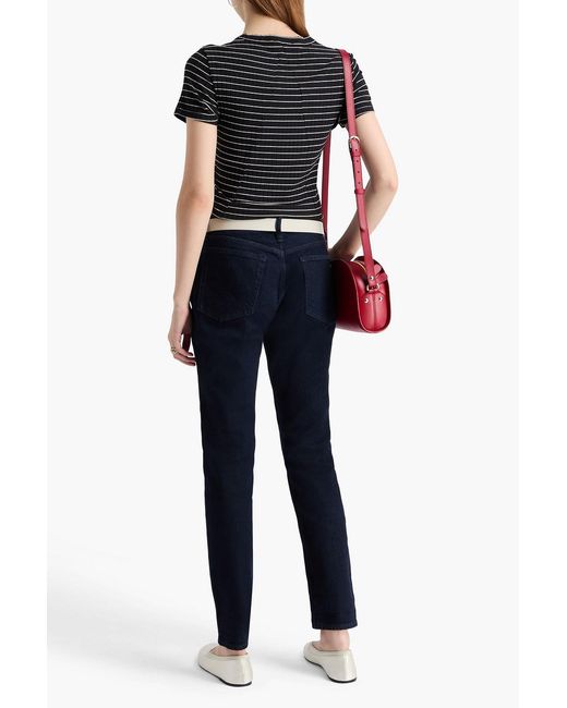 Rag & Bone Black Luca geripptes t-shirt aus jersey aus stretch-modal mit streifen