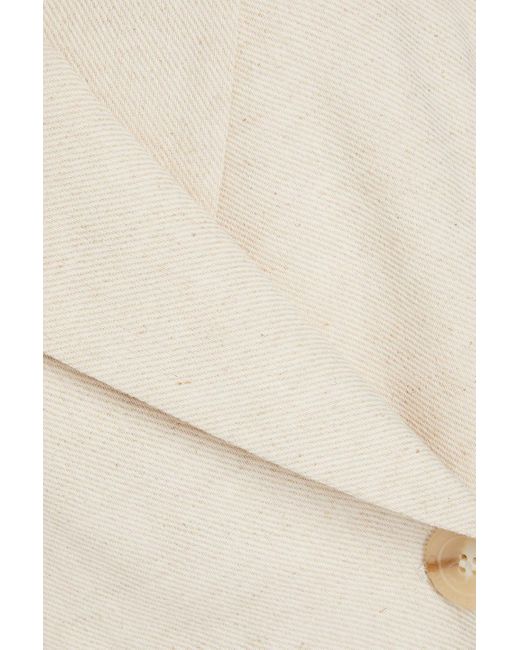 Claudie Pierlot Natural Doppelreihiger blazer aus gabardine aus einer baumwoll-leinenmischung