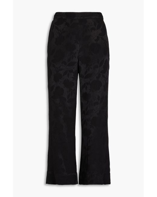 The Vampire's Wife Black Cropped Satin-jacquard Flared Pants