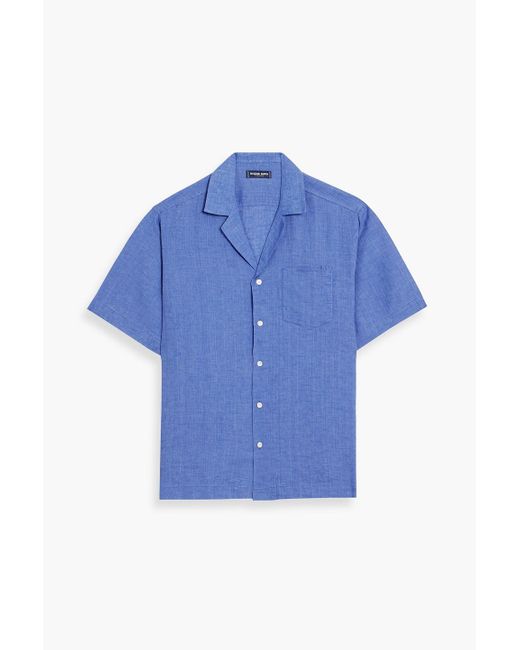 Frescobol Carioca Blue Angelo Linen Shirt for men