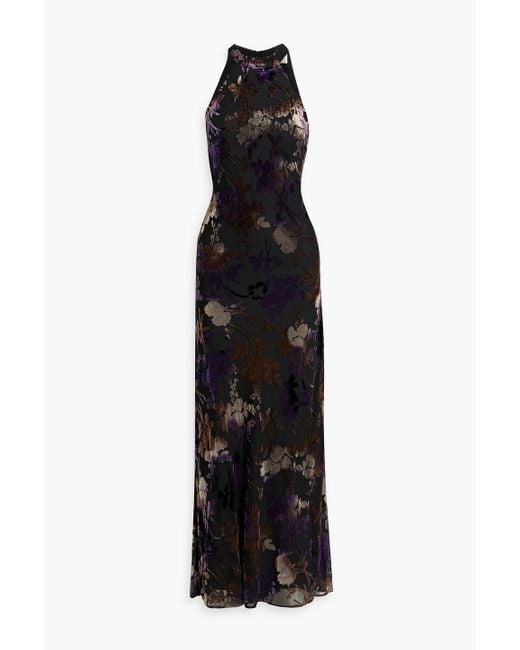 Mikael Aghal Black Devoré-velvet Gown