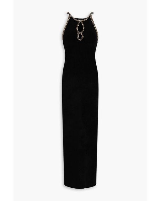 Sandro Black Crystal-embellished Cutout Knitted Maxi Dress