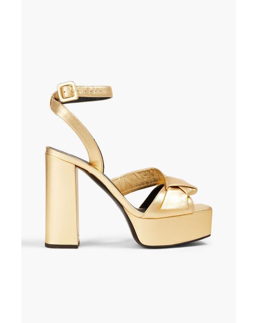 Giuseppe Zanotti Zanotti sandals with ankle straps and gold accents Black  White Golden Leather Satin ref.520998 - Joli Closet