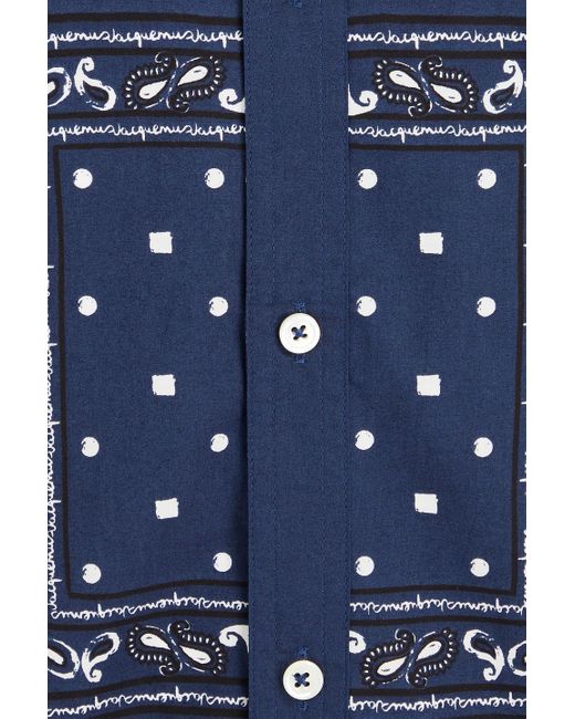 Jacquemus Blue Melo Printed Cotton-poplin Shirt for men