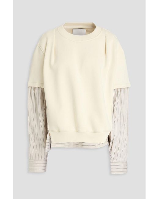 3.1 Phillip Lim Natural Poplin-Paneled French Cotton-Terry Sweatshirt