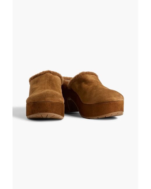 Gianvito Rossi Brown Lyss Suede Platform Clogs