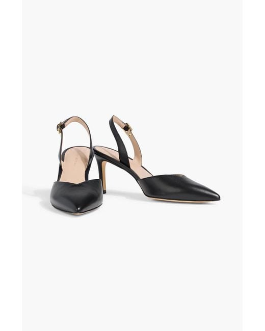 Stuart Weitzman Black Ryder 75 Leather Slingback Pumps