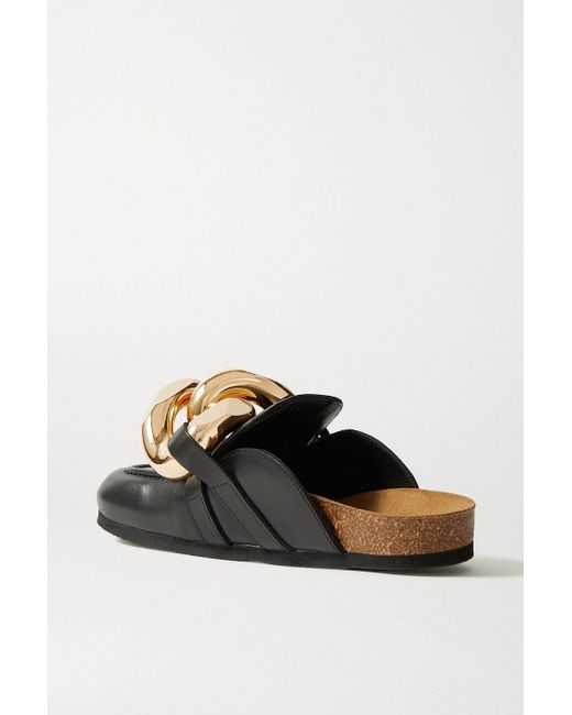 J.W. Anderson Black Chain-embellished Leather Slippers