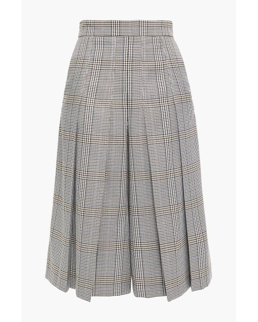 Maje Pleated Prince Of Wales Checked Woven Culottes in Grey | Lyst Canada