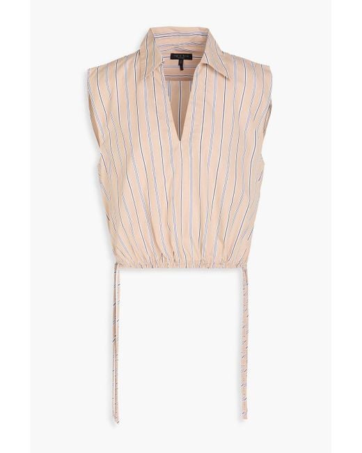 Rag & Bone White Fiona Cropped Striped Cotton-Poplin Top