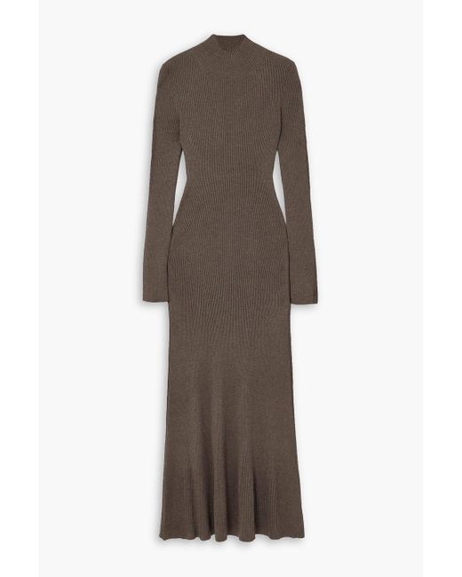 Peter Do Brown Open-back Ribbed Mulberry Silk-blend Maxi Dress