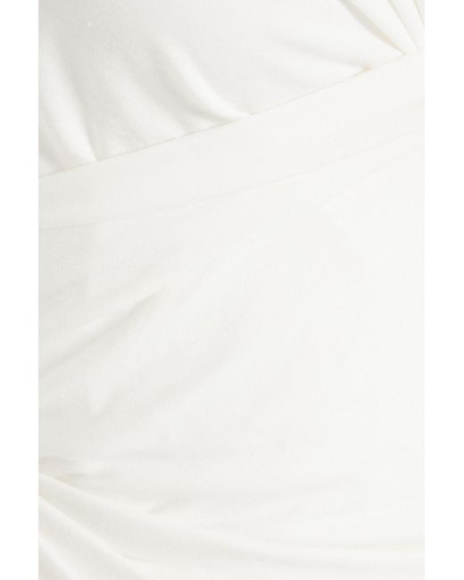 The Line By K White Ruched Stretch Cotton And Modal-blend Jersey Top