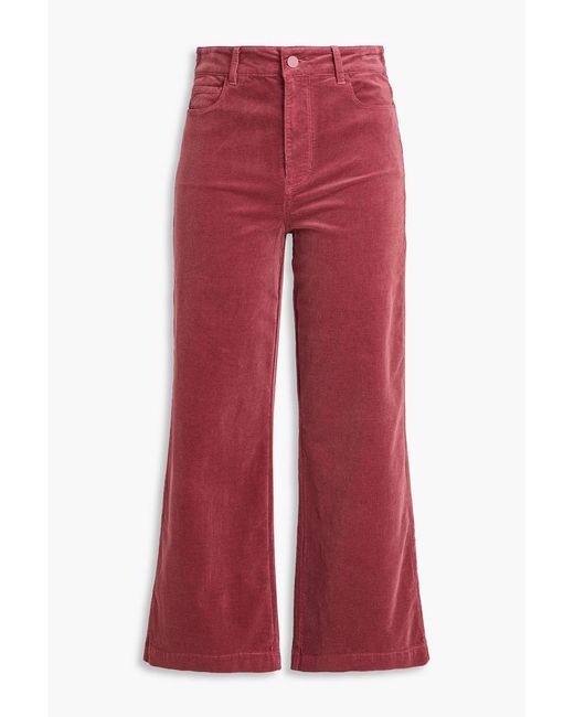 PAIGE Red Anessa Cotton-Blend Corduroy Wide-Leg Pants