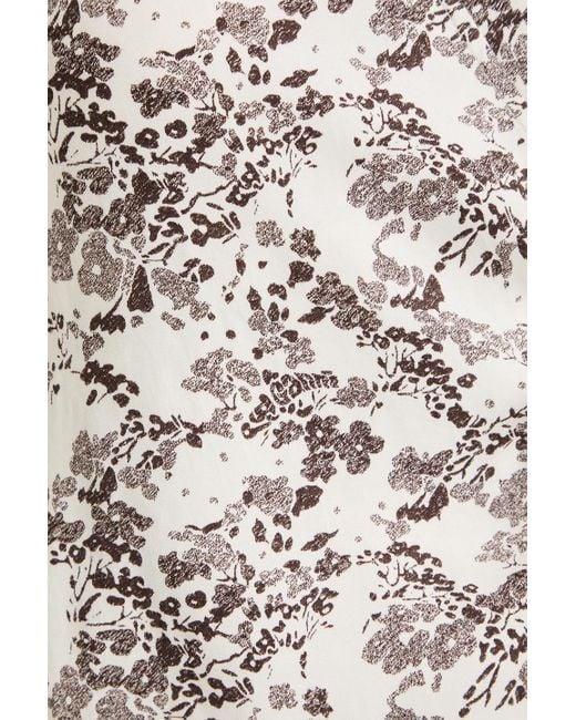 Ganni White Wickelbluse aus twill mit floralem print