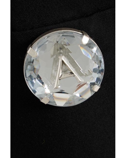 Area Black Embellished Wool-Twill Mini Skirt