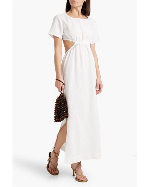 Onia White Cutout Linen And Lyocell-blend Maxi Dress