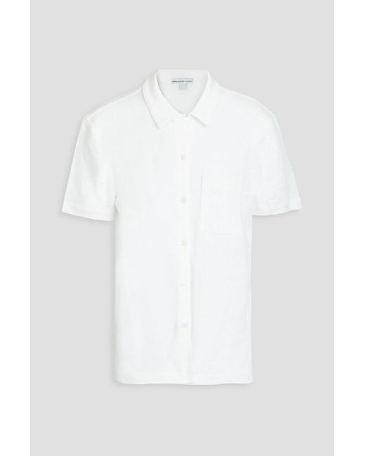 James Perse White Linen-blend Jersey Shirt