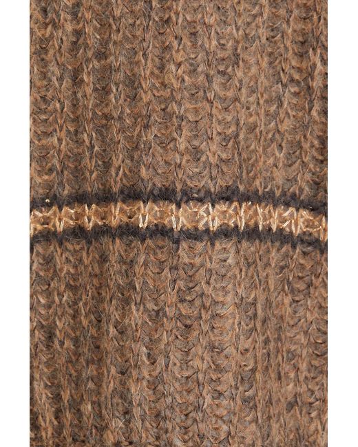 Luisa Cerano Brown Sequin-embellished Striped Knitted Sweater