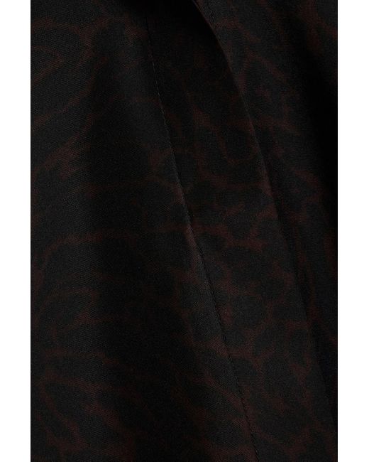 FRAME Black Pussy-bow Leopard-print Silk-satin Crepe Blouse