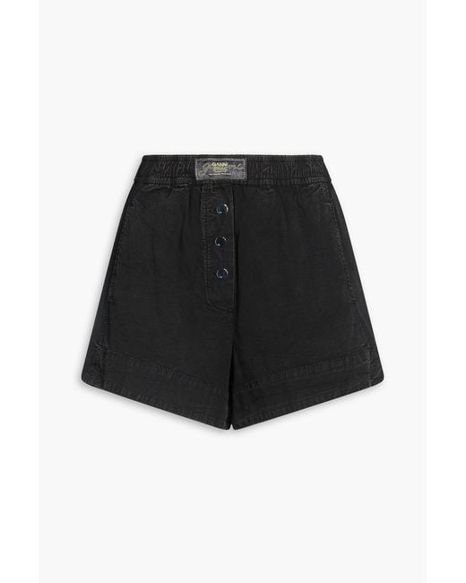 Ganni Black Stretch-Cotton Poplin Shorts