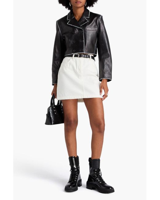 Sandro Black Cropped Leather Blazer