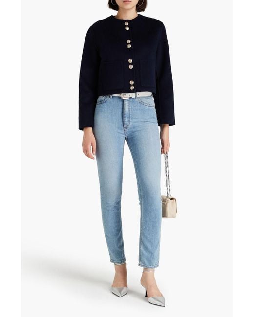Maje Blue Wool-blend Felt Jacket