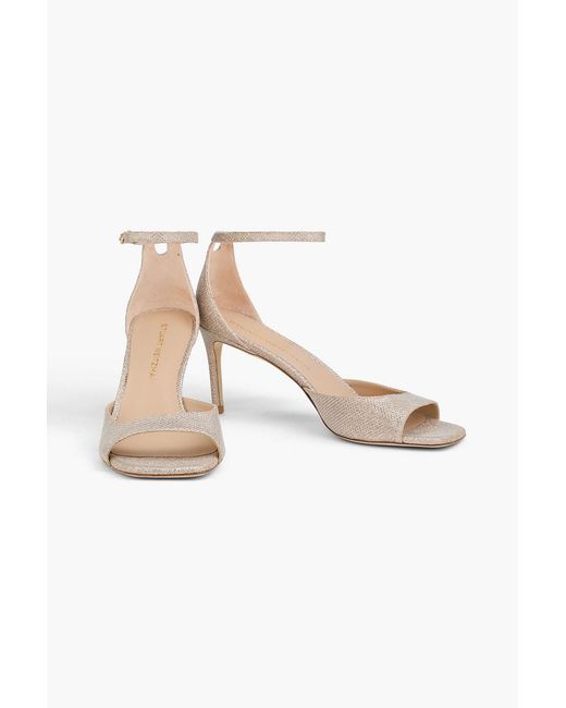 Stuart Weitzman White Lamé Sandals