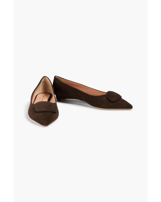 Rupert Sanderson Brown Bedfa Embellished Suede Point-toe Flats