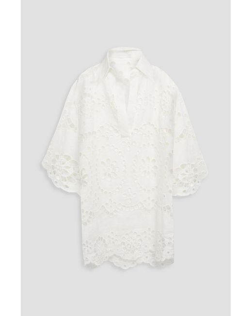 Zimmermann White Broderie Anglaise Linen Tunic