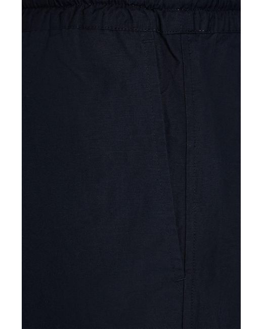 FRAME Blue Cotton And Linen-blend Drawstring Shorts for men