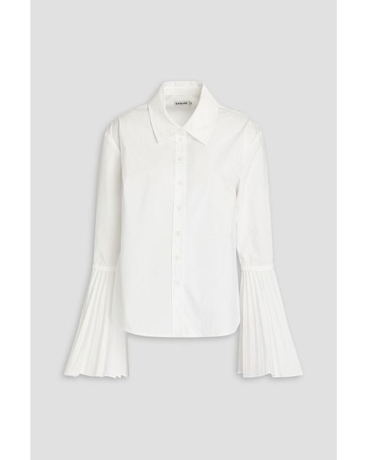 Jonathan Simkhai White Jordy Pleated Cotton-blend Poplin Shirt