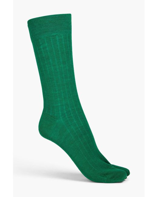 Maison Margiela Green Wool-blend Socks