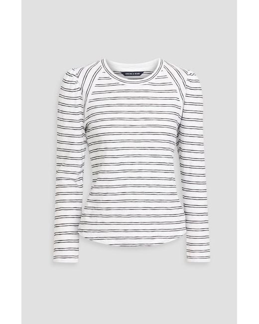 Veronica Beard Gray Mason Striped Pima Cotton-Jersey Top