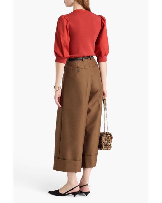 Veronica Beard Red Oberteil "coralee" aus geripptem stretch-pima-baumwoll-jersey mit popeline-einsätzen