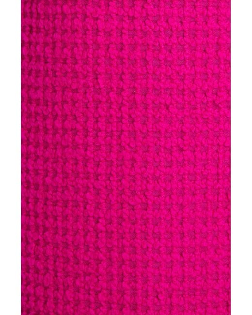 LIBEROWE Pink Fringed Wool Bouclé-Tweed Midi Dress